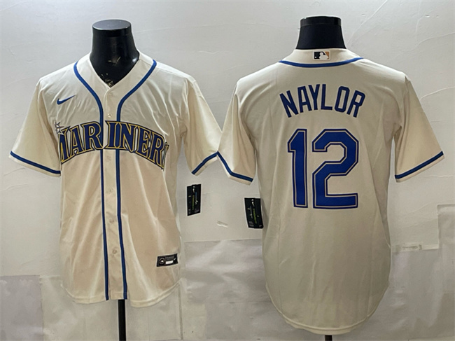 Men's Seattle Mariners #12 Josh Naylor Cream Alternate Stitched Baseball Jersey